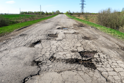 Route dégradée en Belgique